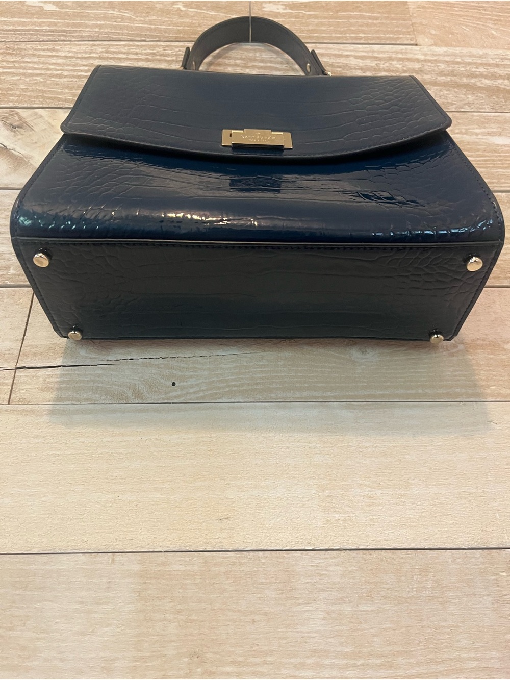 Kate Spade Knightsbridge Doris satchel navy blue patent croc embossed leather - Picture 2 of 14